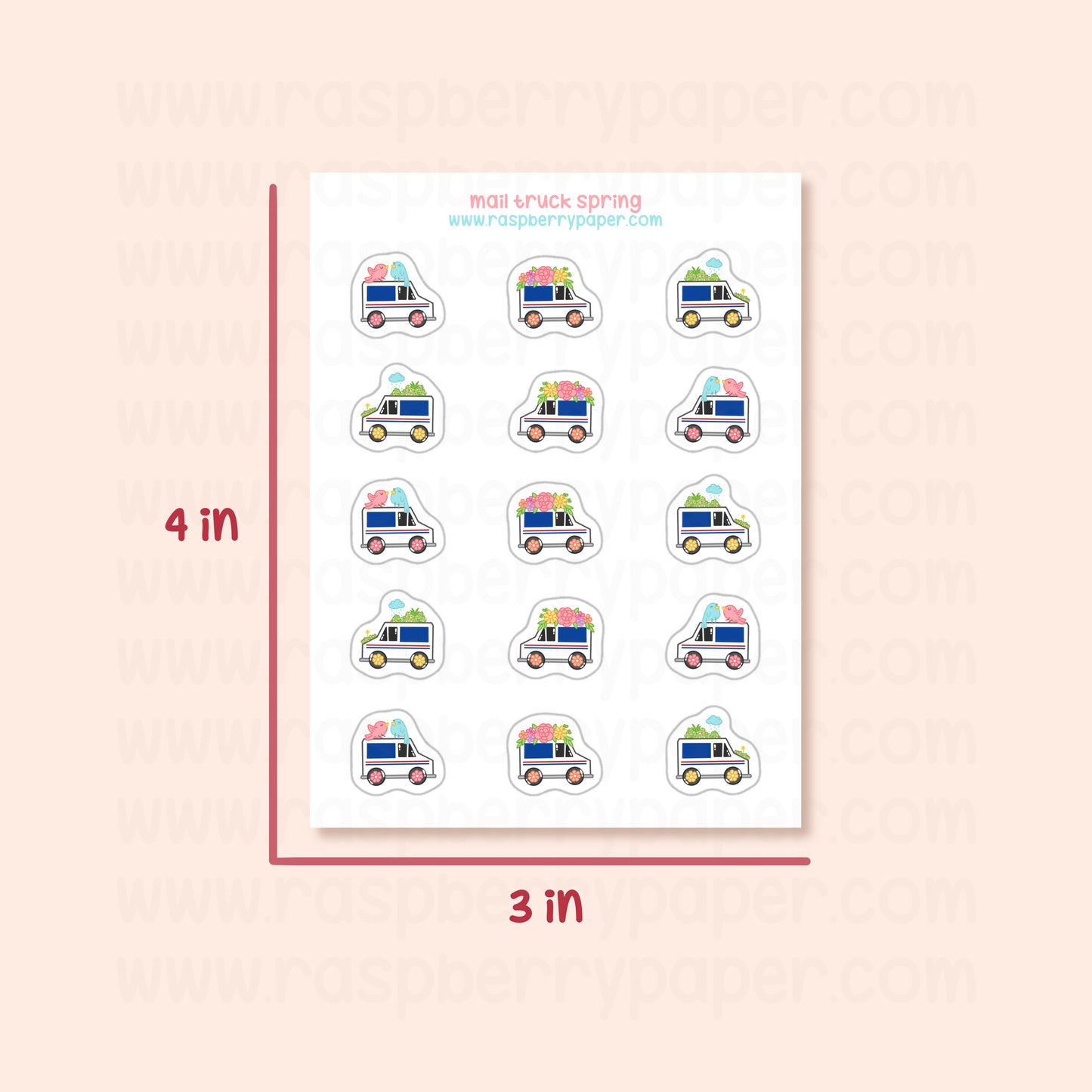 B Grade - Mail Truck Spring Sticker Sheet