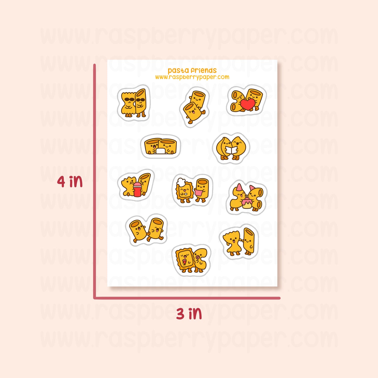 B Grade - Pasta Friends Sticker Sheet