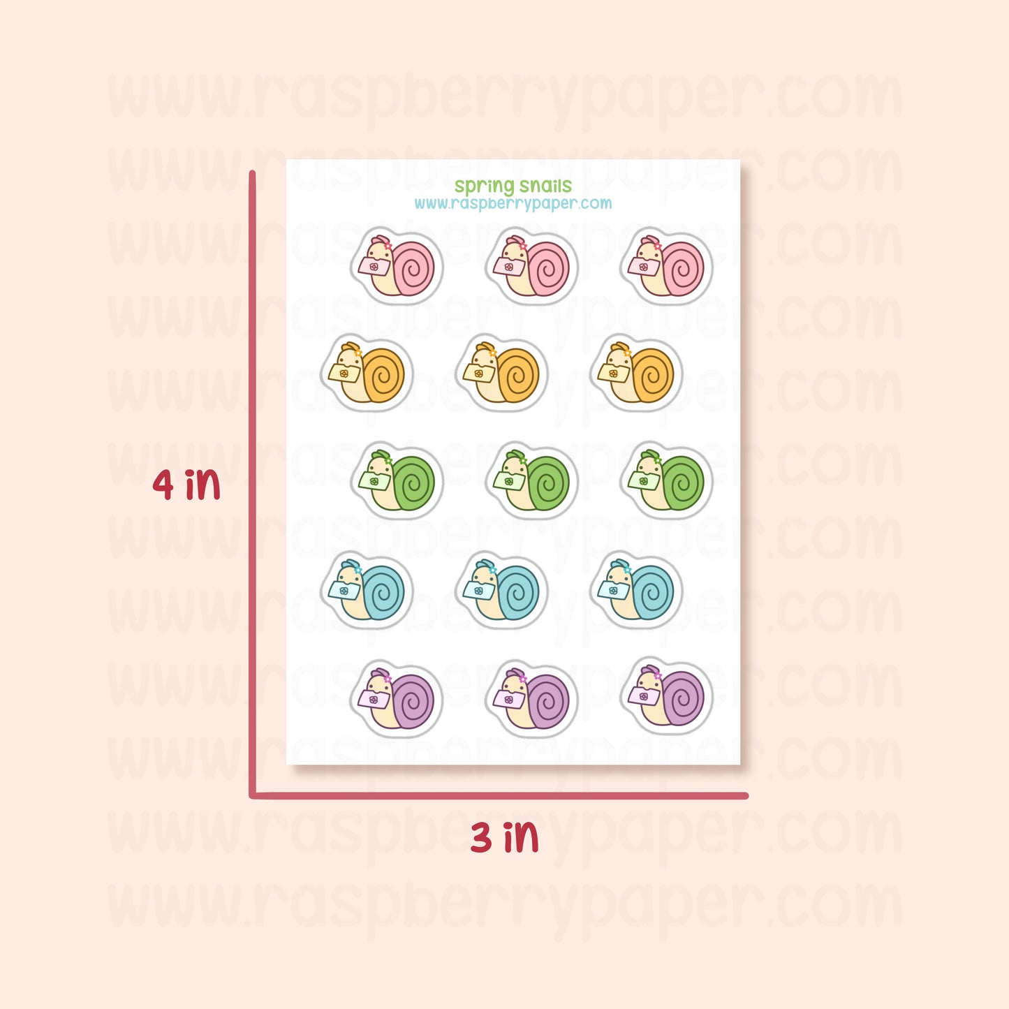 B Grade - Spring Snails Sticker Sheet