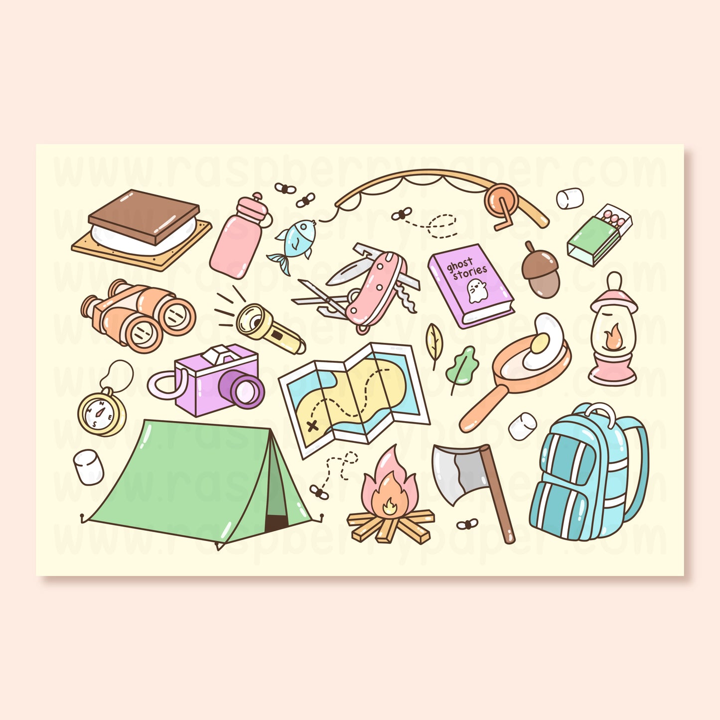 Camping Doodle Postcard