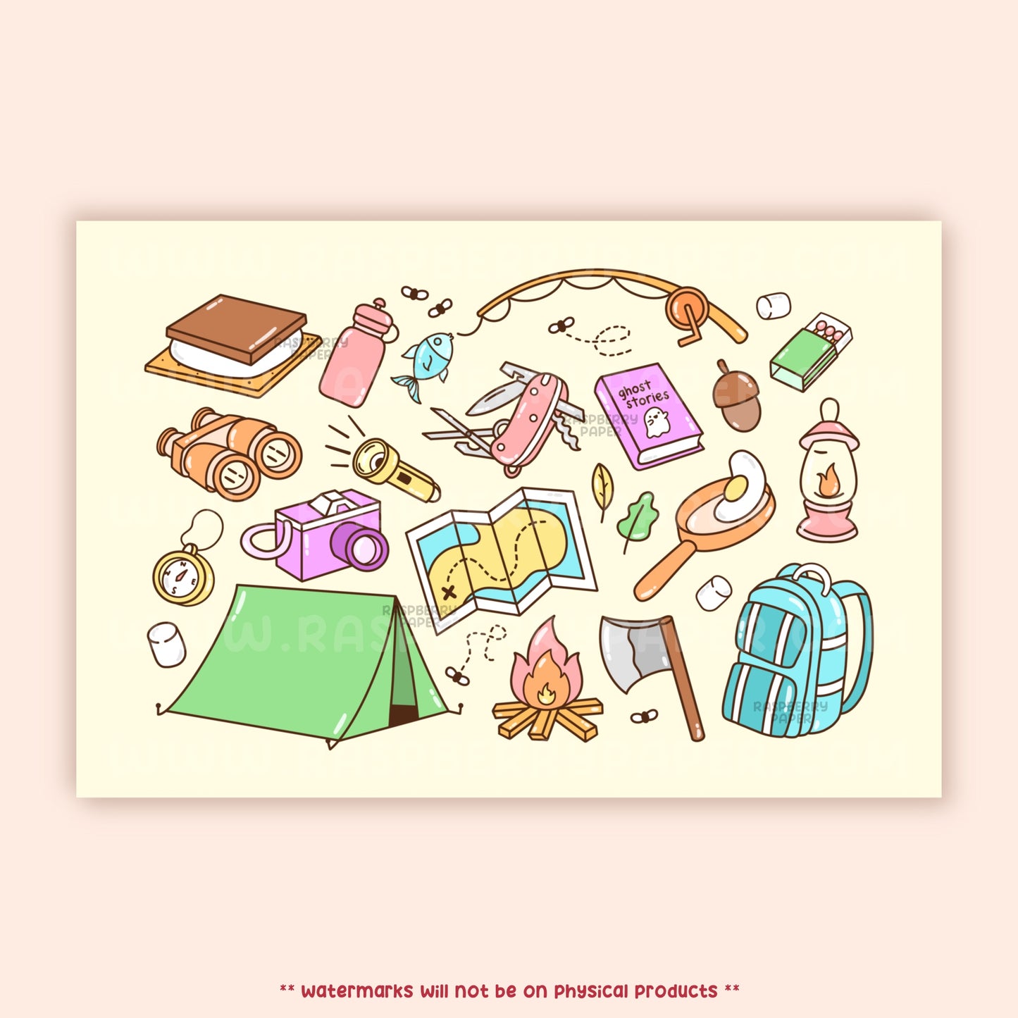 Camping Doodle Postcard