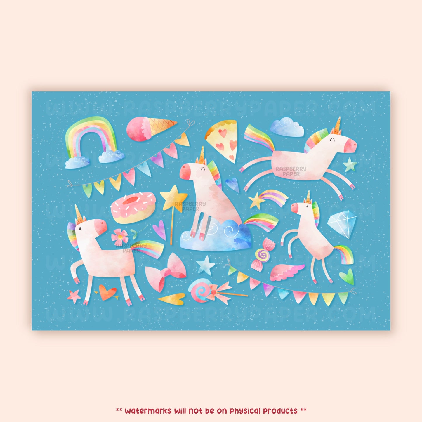 Rainbow Unicorns Postcard