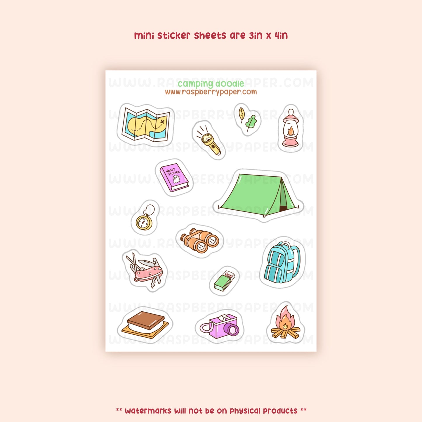 Camping Doodle Mini Sticker Sheet