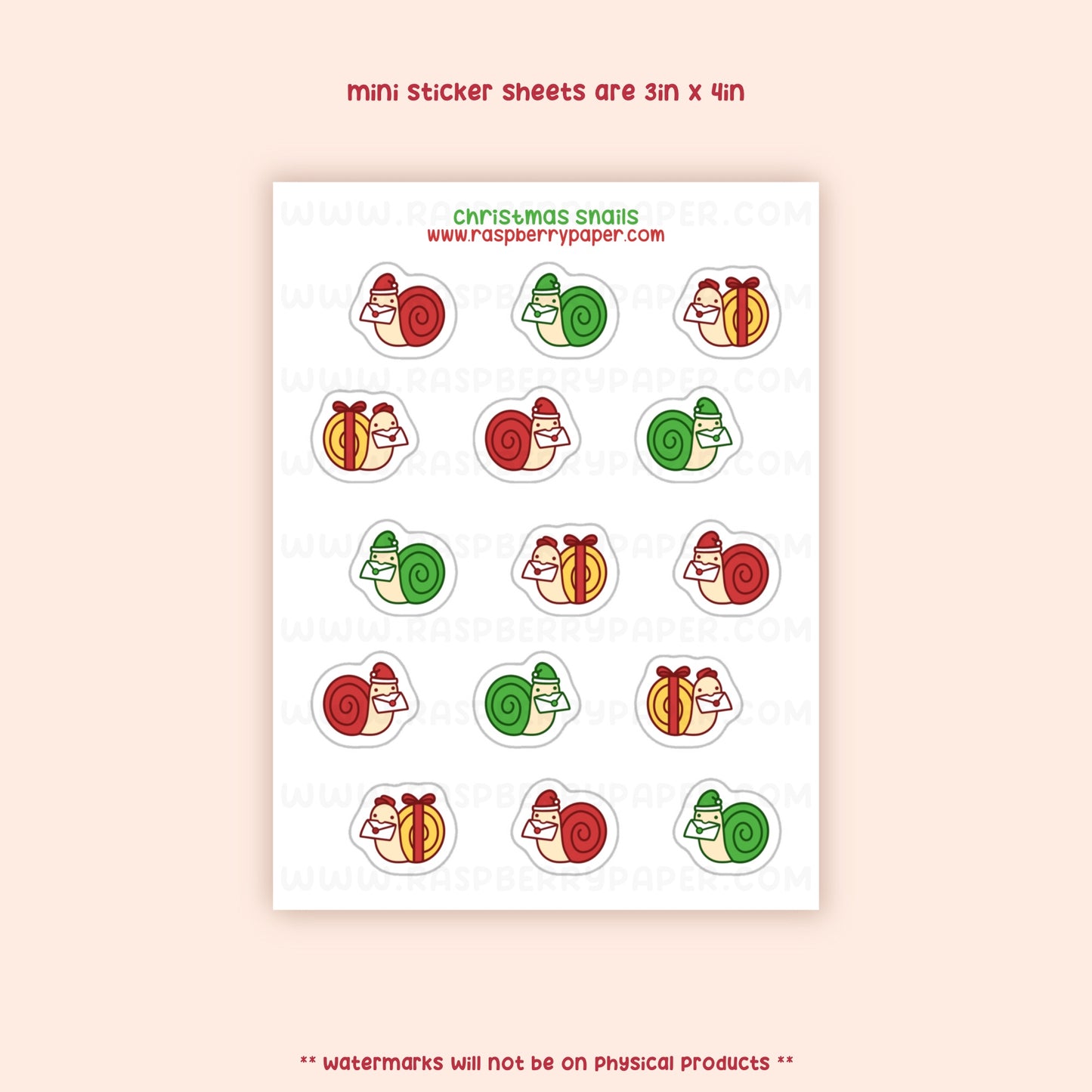 Christmas Snails Mini Sticker Sheet