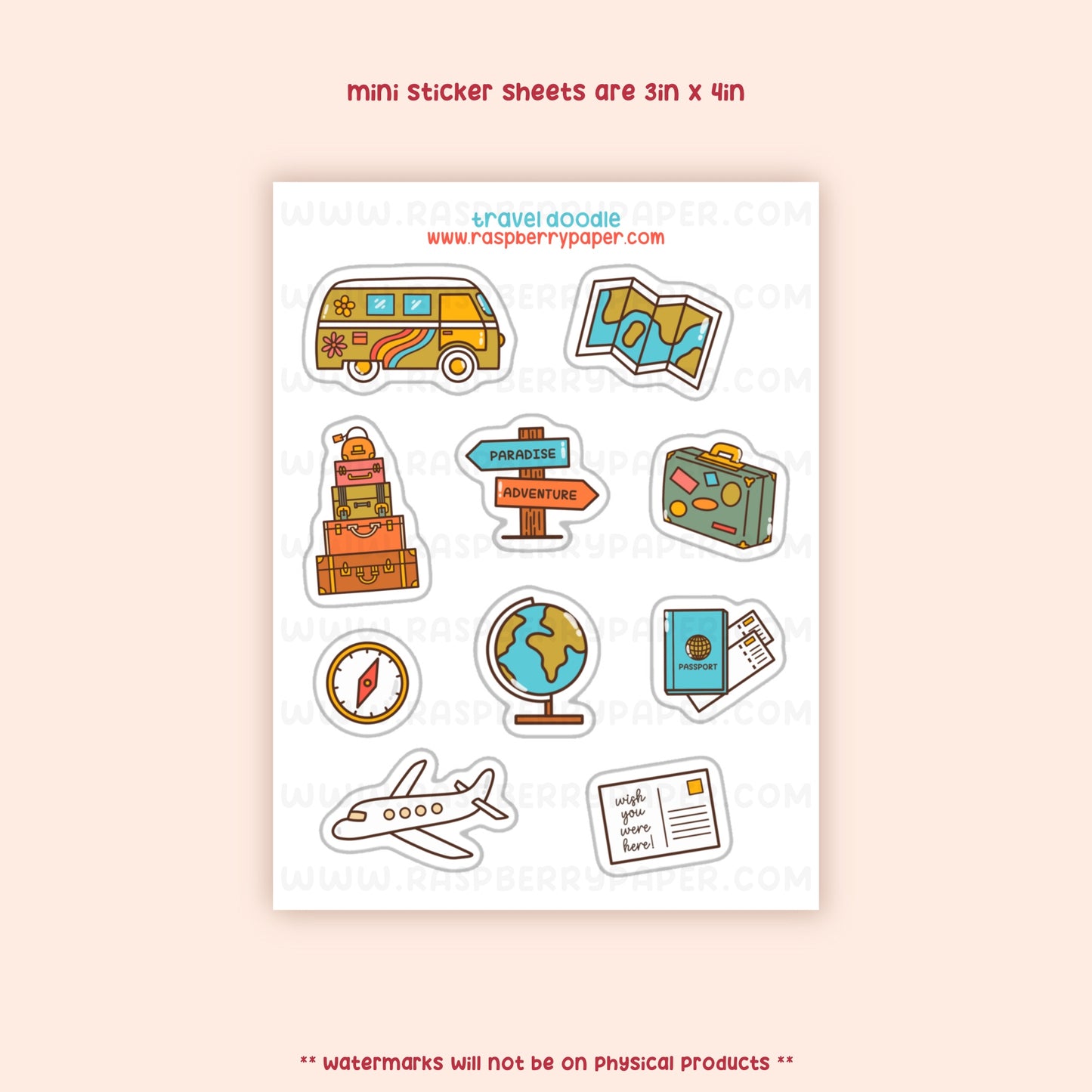 Travel Doodle Mini Sticker Sheet
