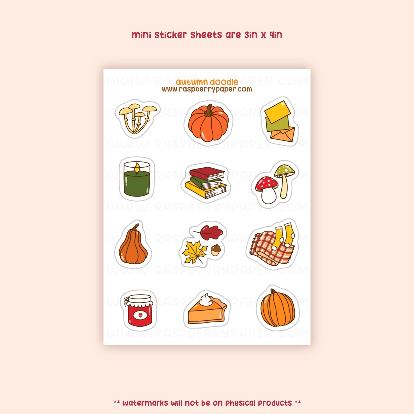Autumn Doodle Mini Sticker Sheet