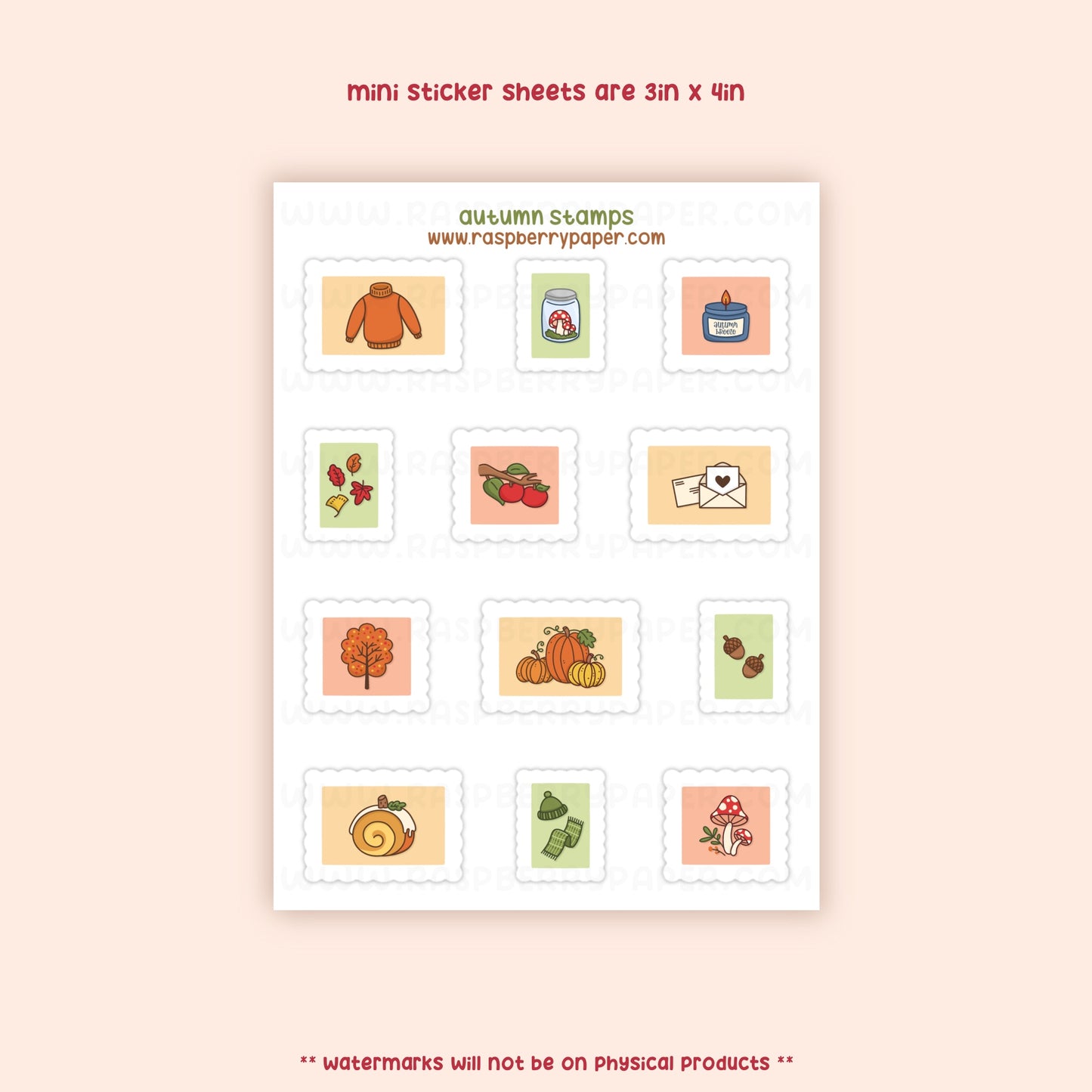 Autumn Stamps Mini Sticker Sheet