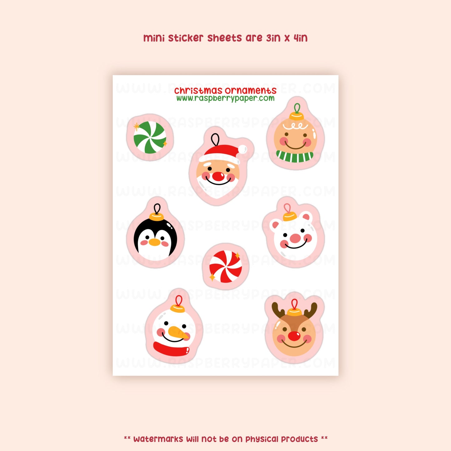 Christmas Ornaments Sticker Sheet
