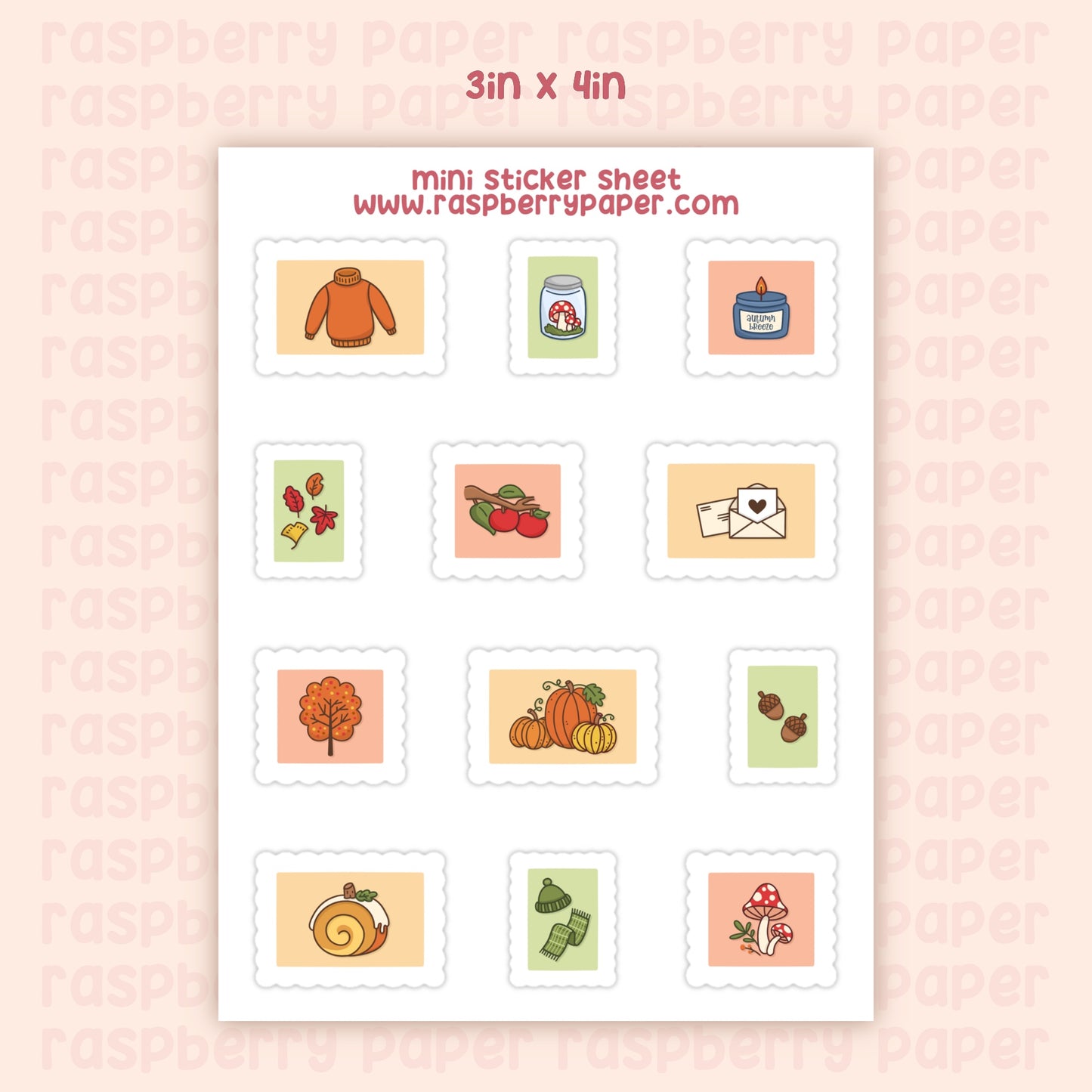 Autumn Stamps Mini Sticker Sheet