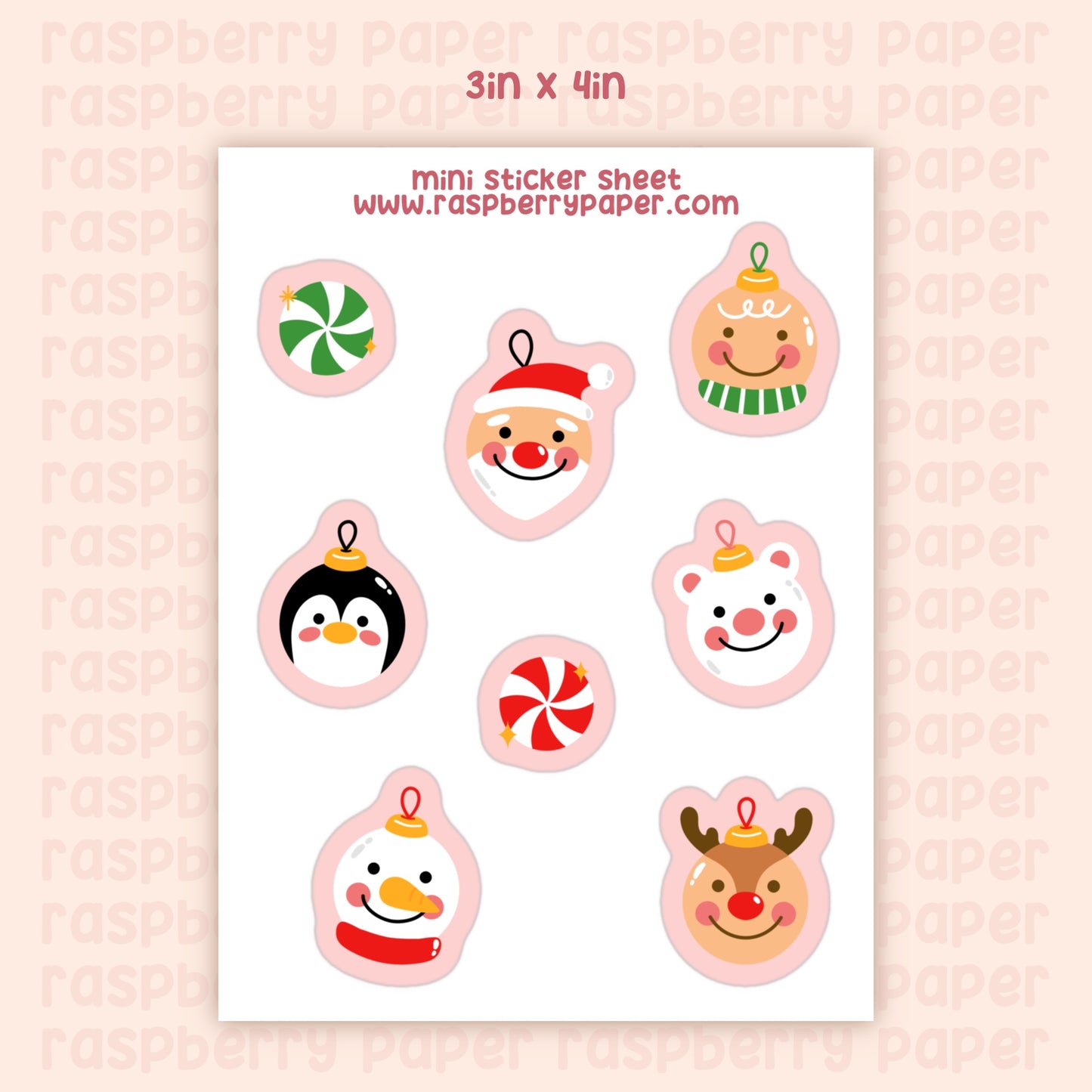 Christmas Ornaments Sticker Sheet