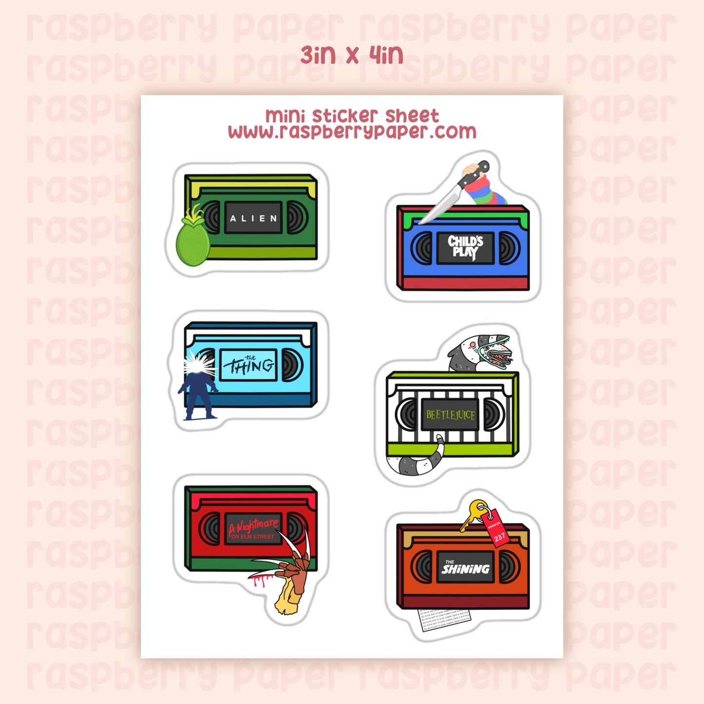 Scary Movies VHS Sticker Sheet