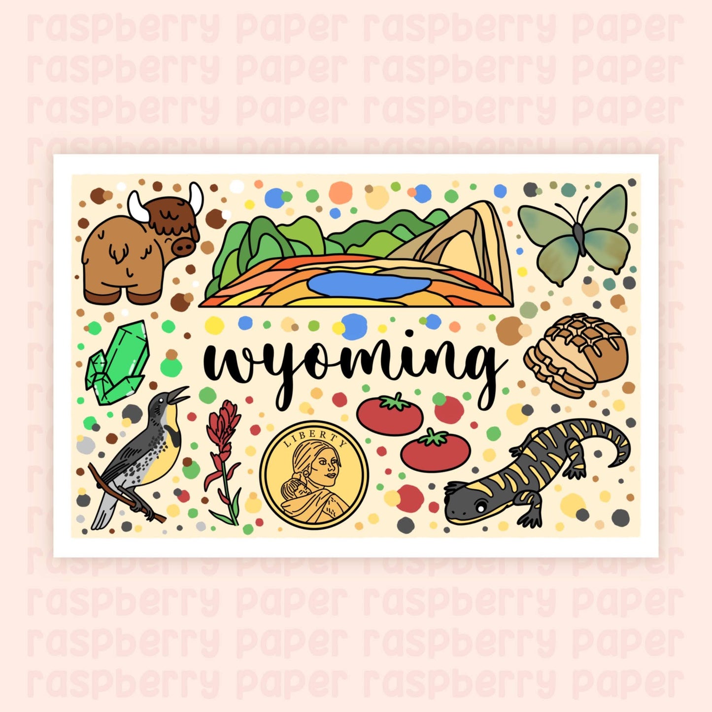 Wyoming State Postcard