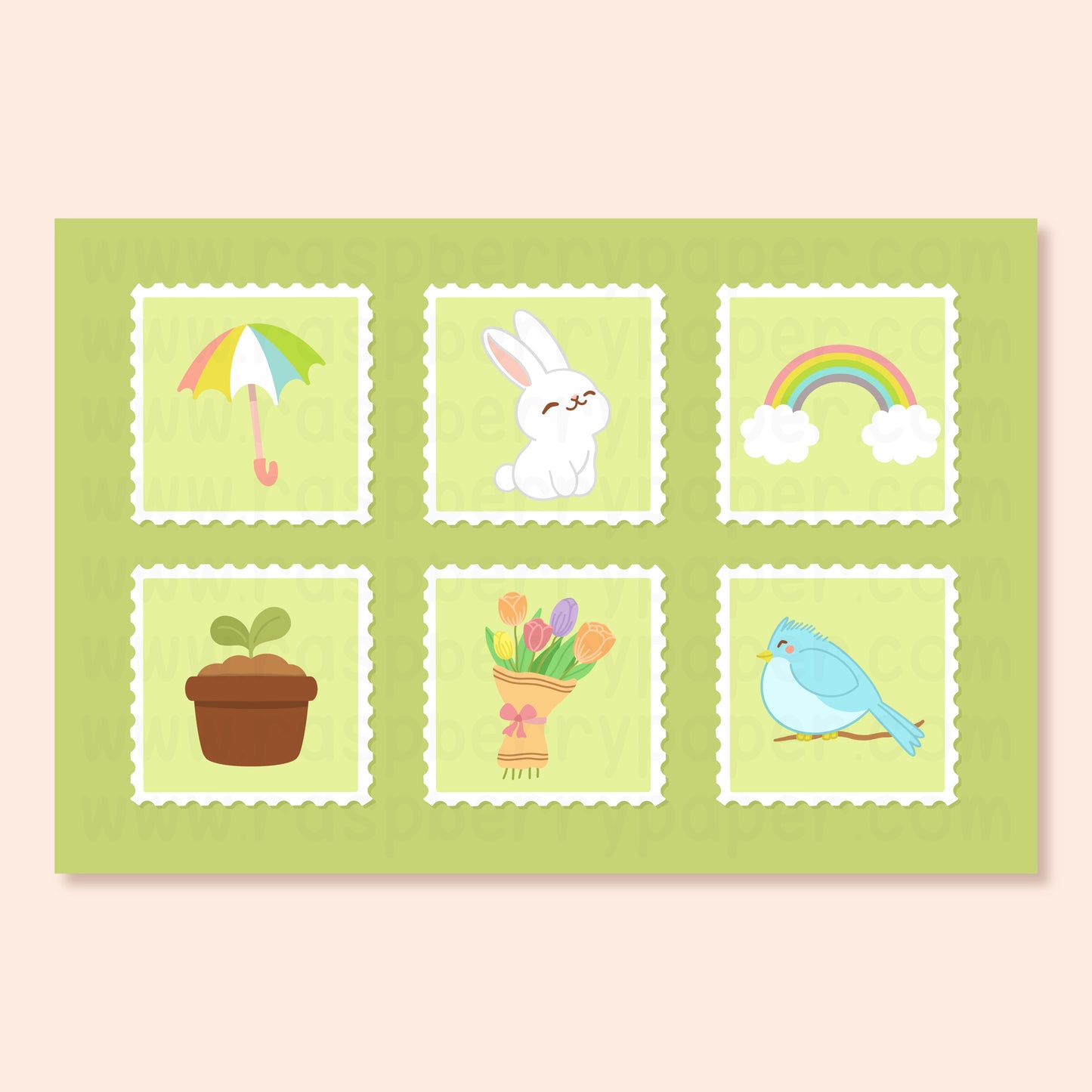 Spring Stamps Postcard