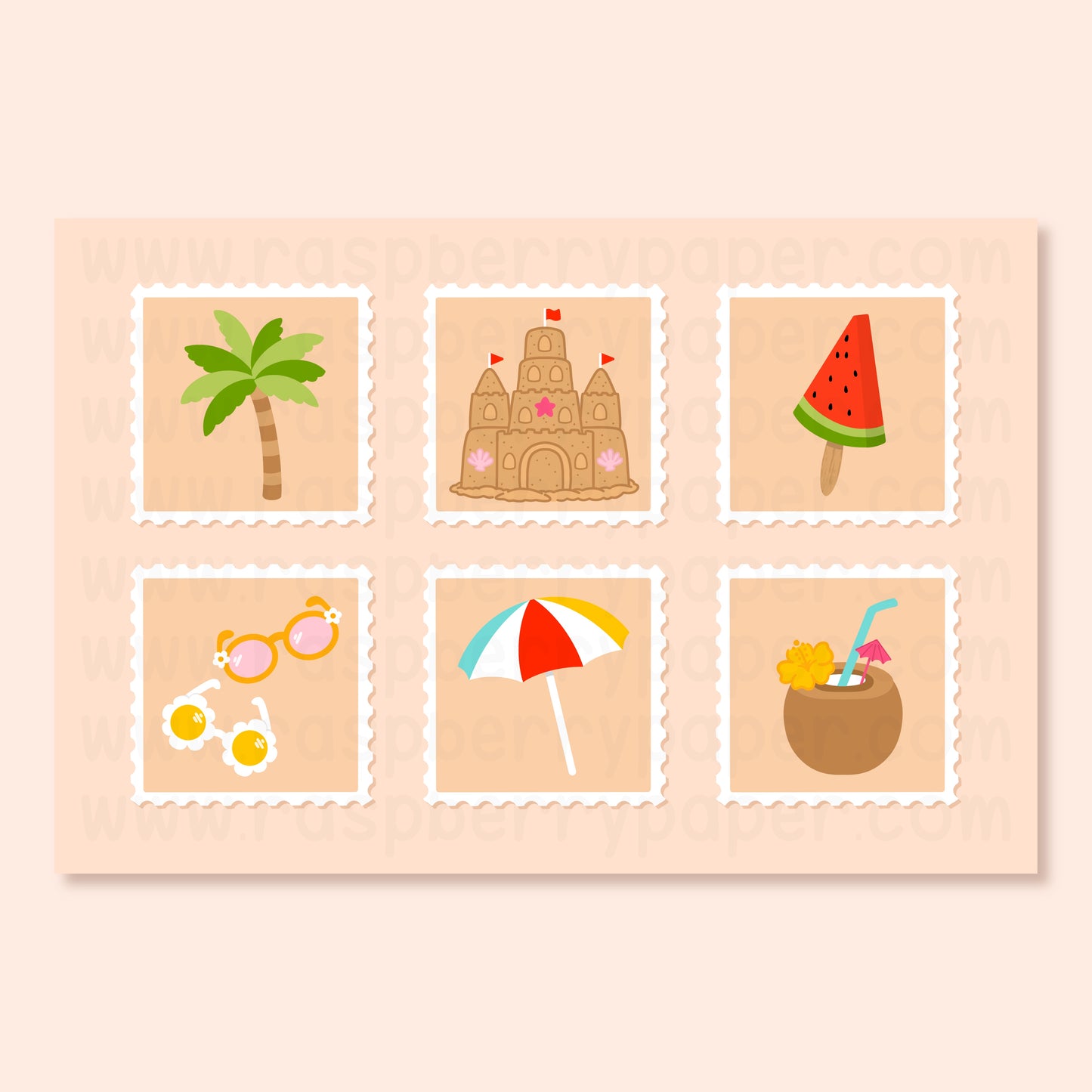 Summer Stamps Postcard