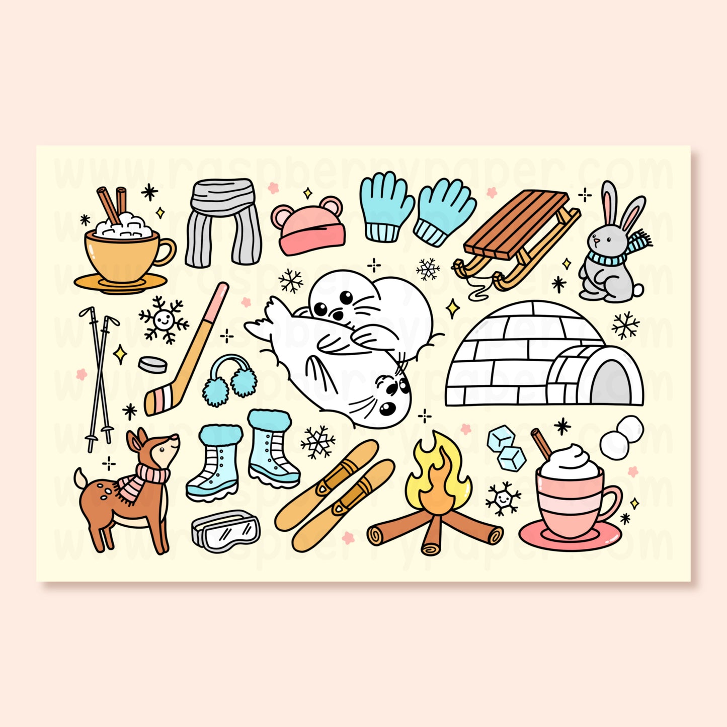 Winter Doodle Postcard