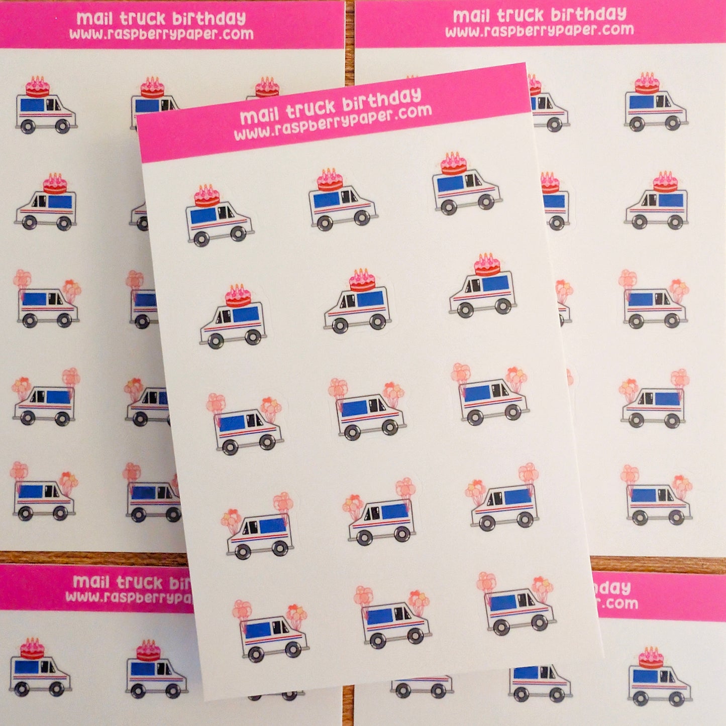 Mail Truck Birthday Sticker Sheet