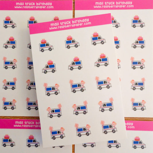 Mail Truck Birthday Sticker Sheet