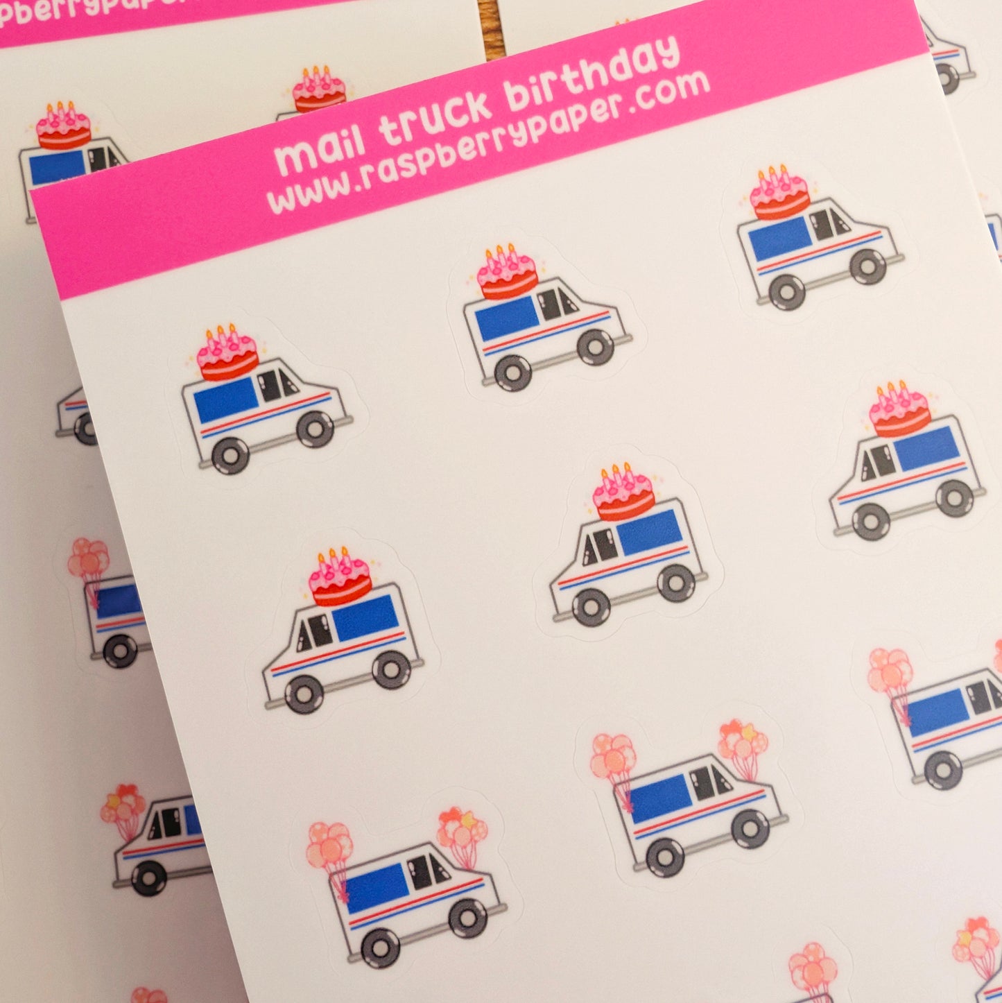 Mail Truck Birthday Sticker Sheet