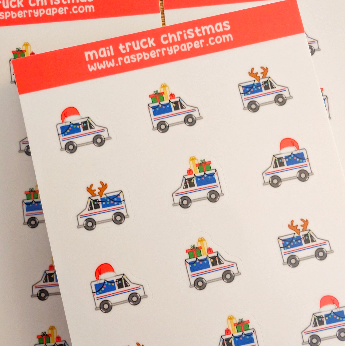 Mail Truck Christmas Sticker Sheet