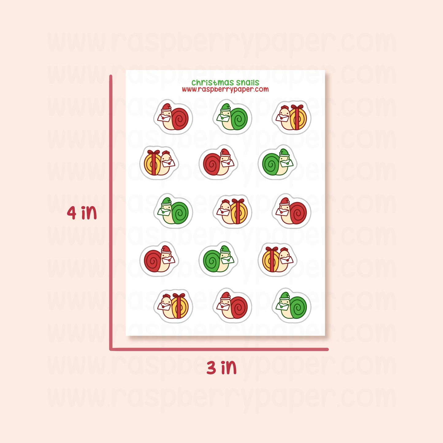 B Grade - Christmas Snails Sticker Sheet