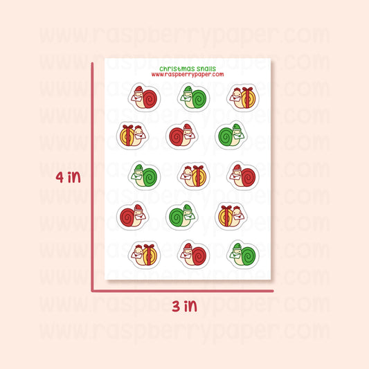 B Grade - Christmas Snails Sticker Sheet