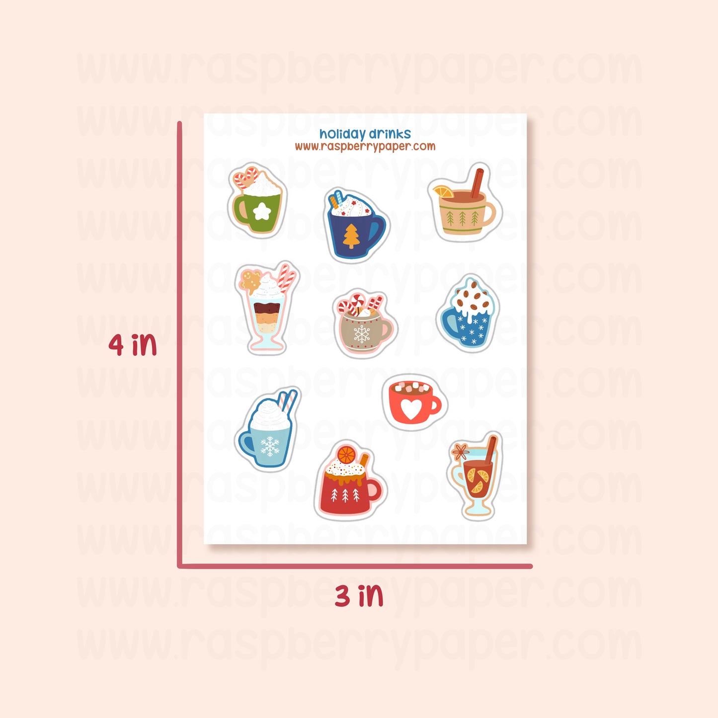 B Grade - Holiday Drinks Sticker Sheet