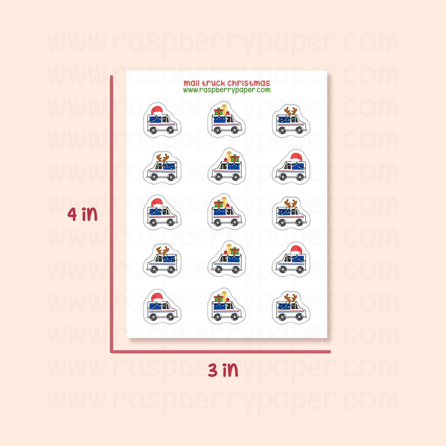 B Grade - Mail Truck Christmas Sticker Sheet