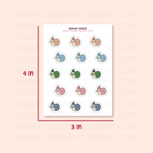 B Grade - Winter Snails Sticker Sheet