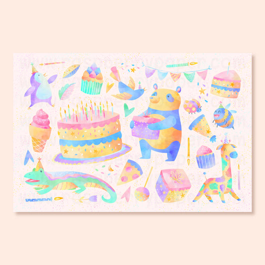 Birthday Animals Postcard