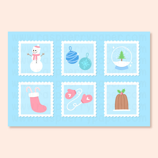 Christmas Stamps Postcard