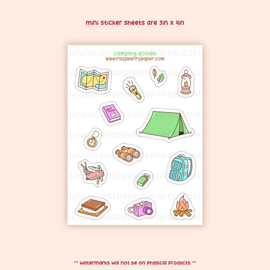 Camping Doodle Mini Sticker Sheet