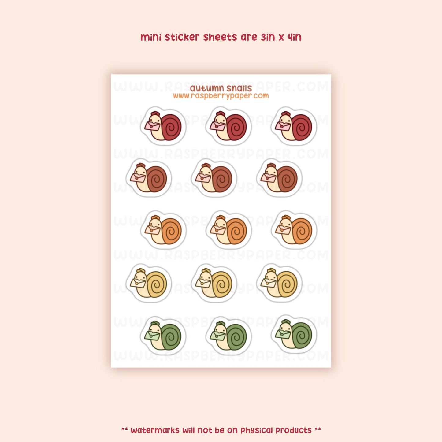 Autumn Snails Mini Sticker Sheet