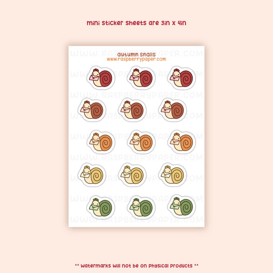 Autumn Snails Mini Sticker Sheet