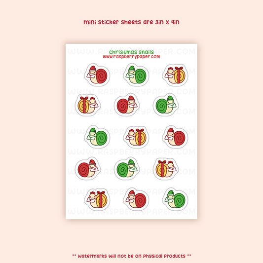 Christmas Snails Mini Sticker Sheet