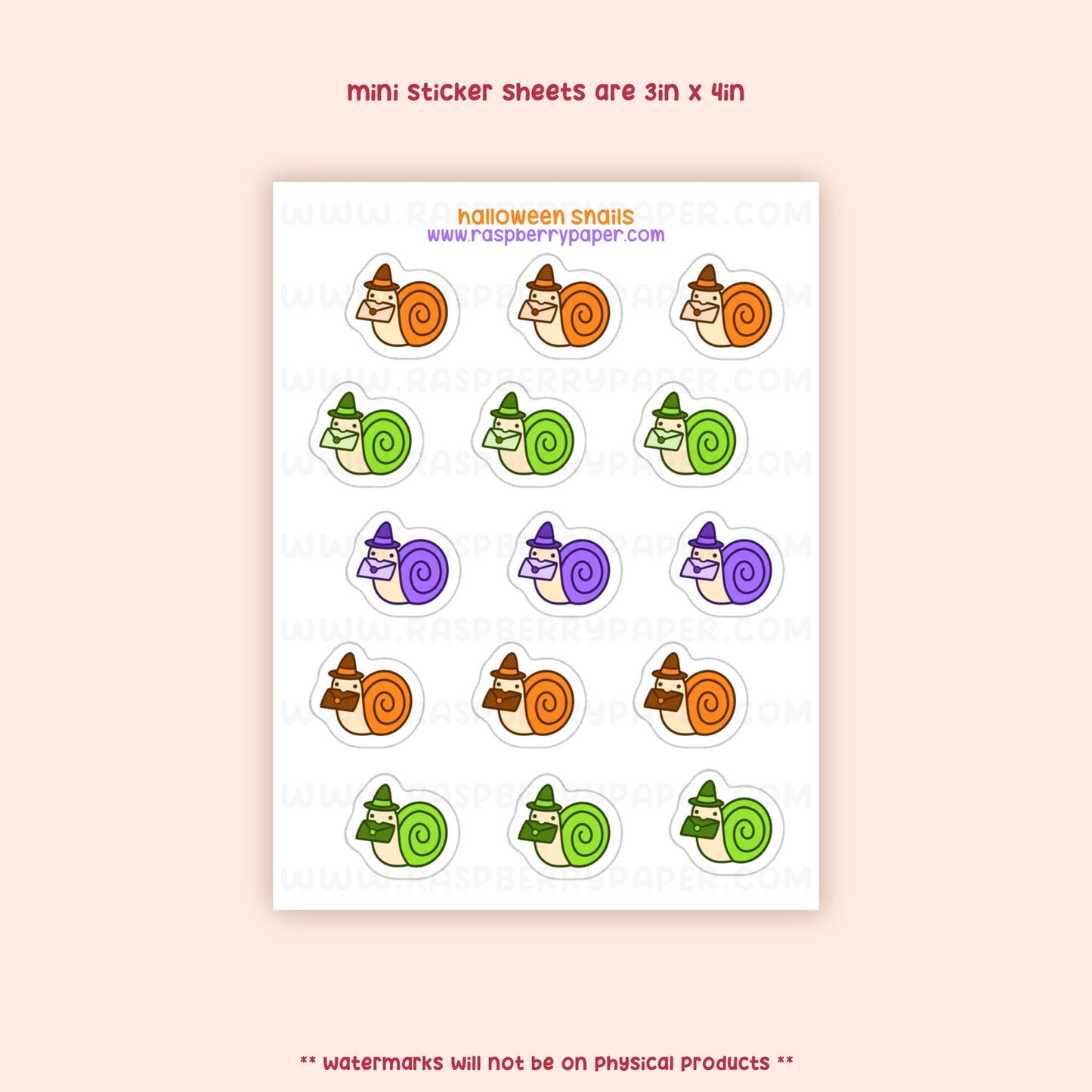 Halloween Snails Mini Sticker Sheet