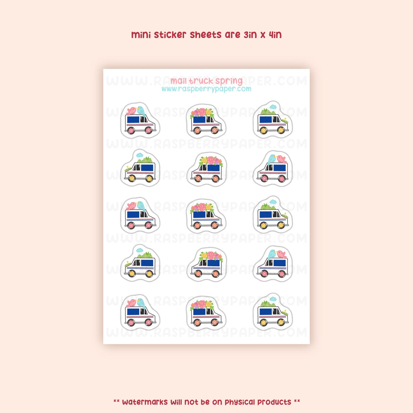 Mail Truck Spring Mini Sticker Sheet