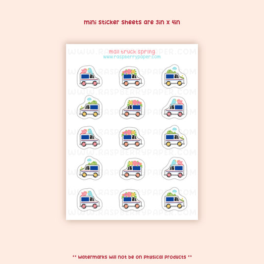 Mail Truck Spring Mini Sticker Sheet