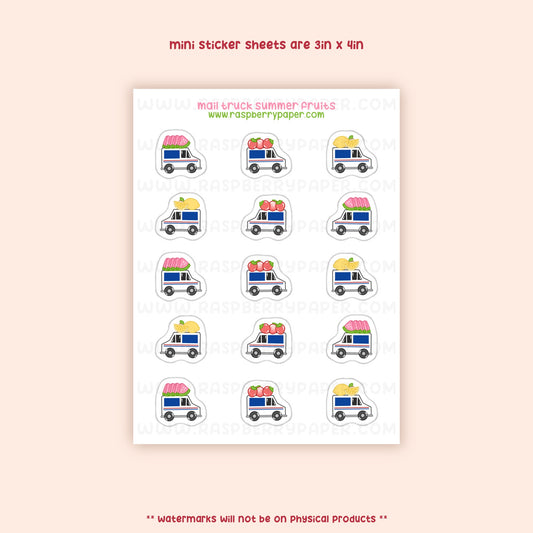 Mail Truck Summer Fruits Mini Sticker Sheet