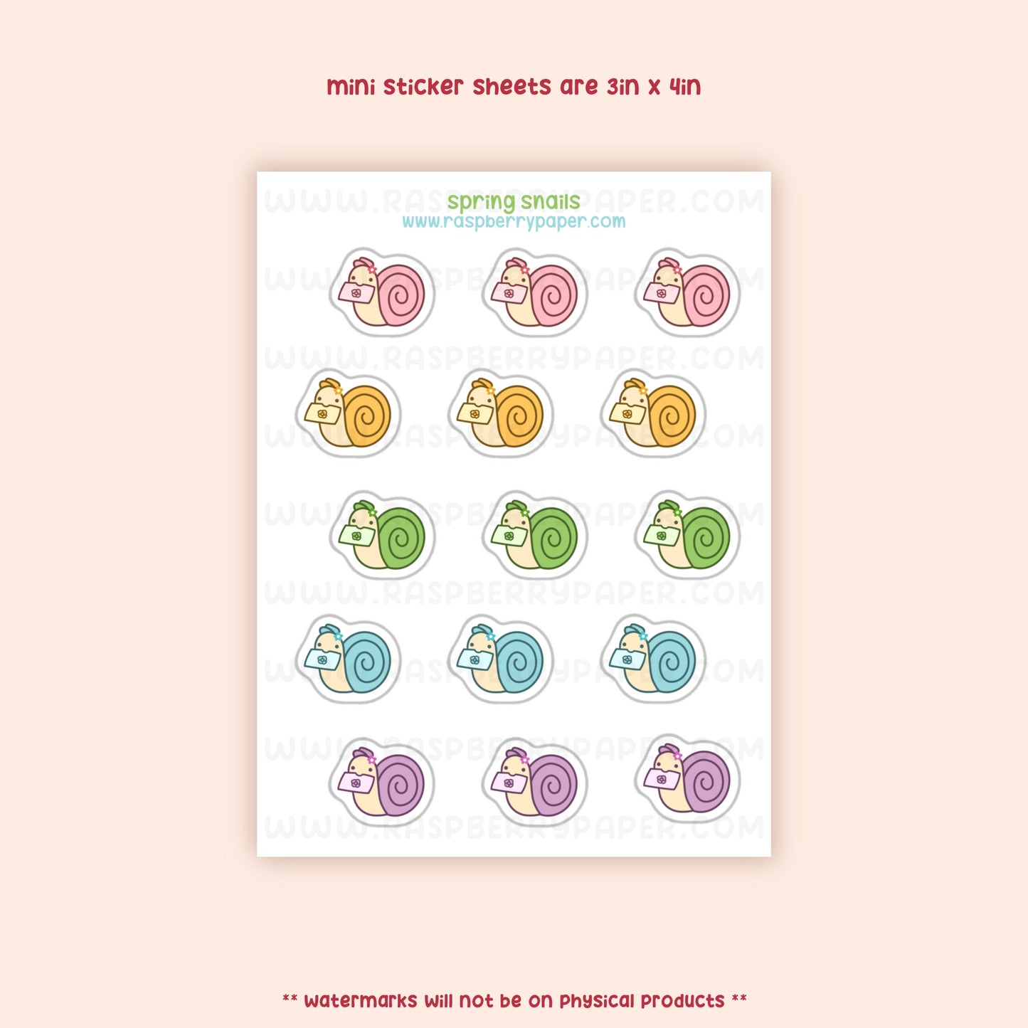 Spring Snails Mini Sticker Sheet