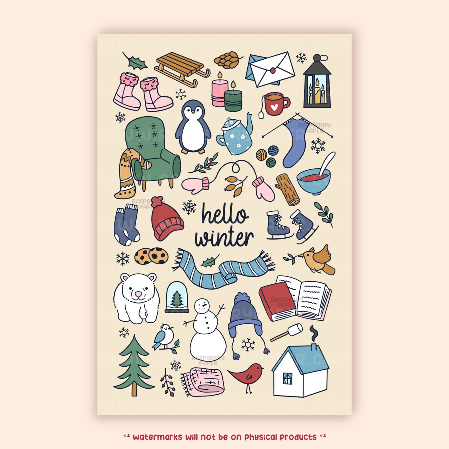Hello Winter Postcard