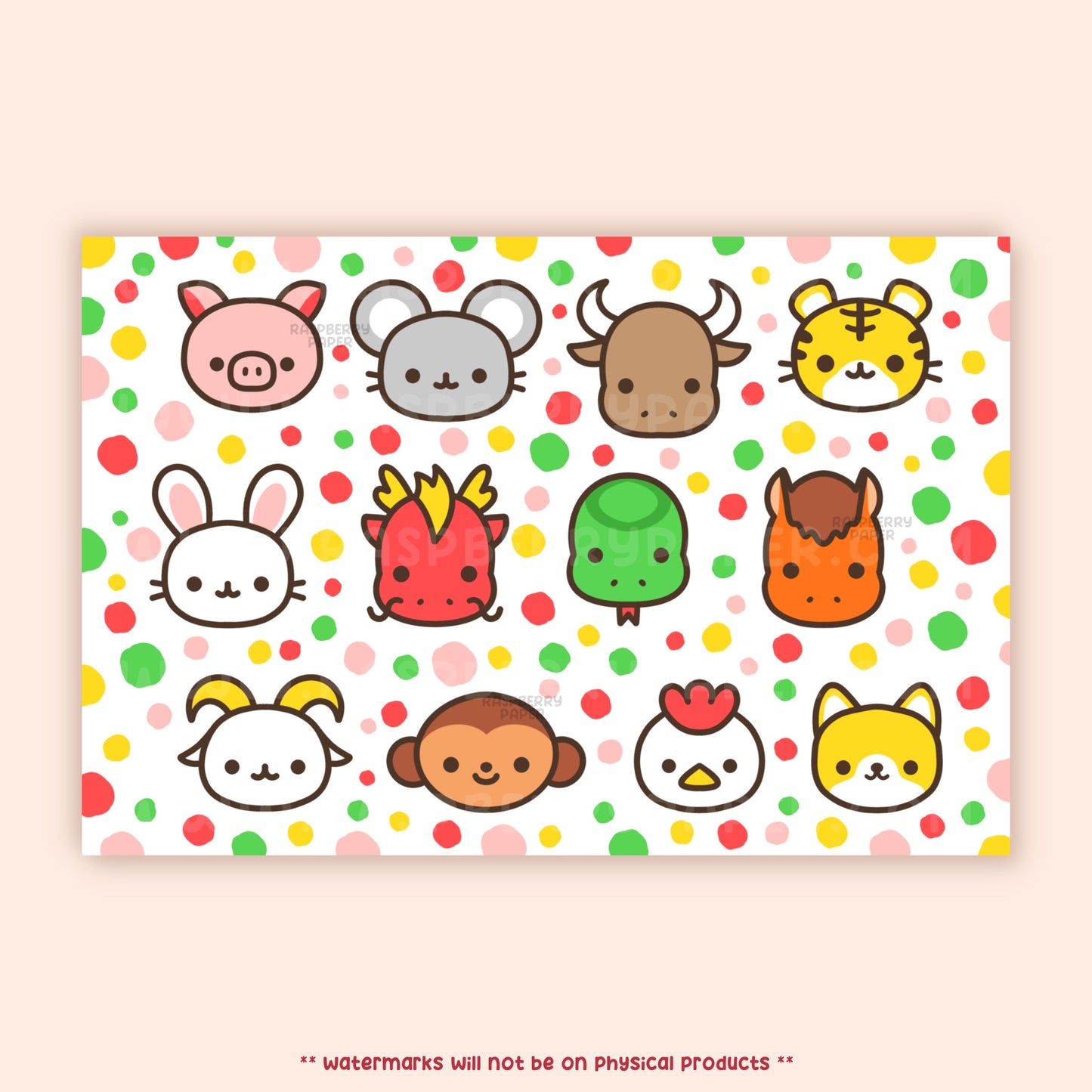 Lunar Zodiac Animals Postcard