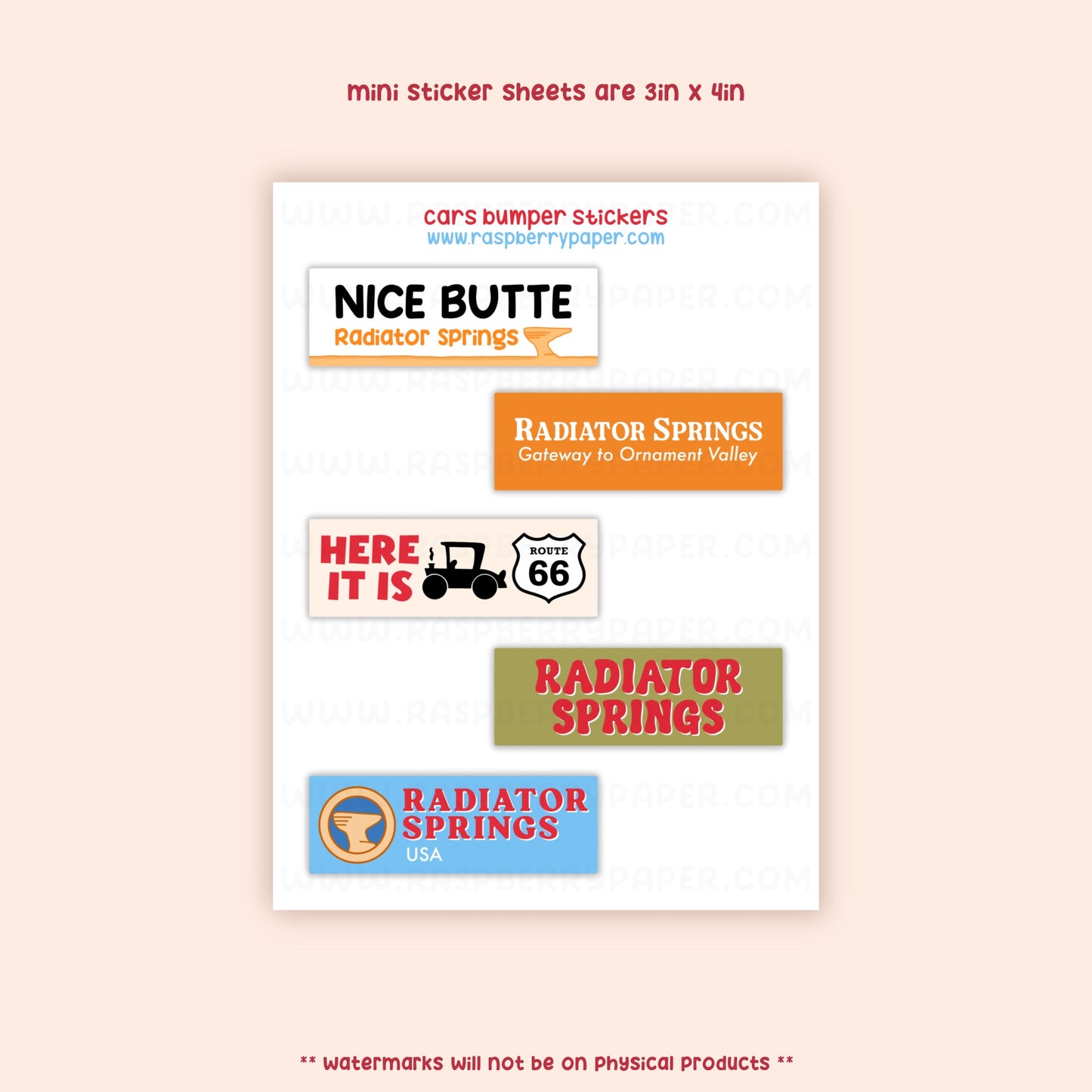 Cars Bumper Stickers Sticker Sheet