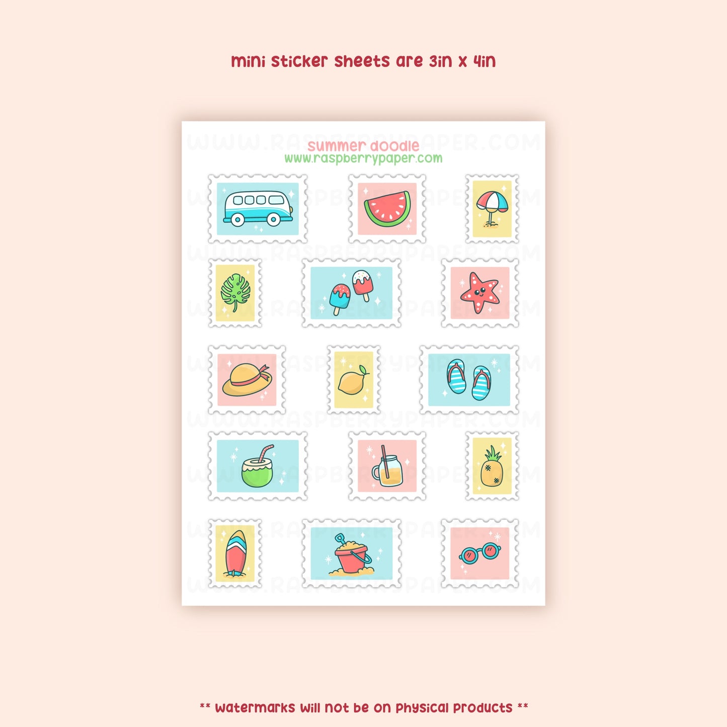 Summer Stamps Mini Sticker Sheet