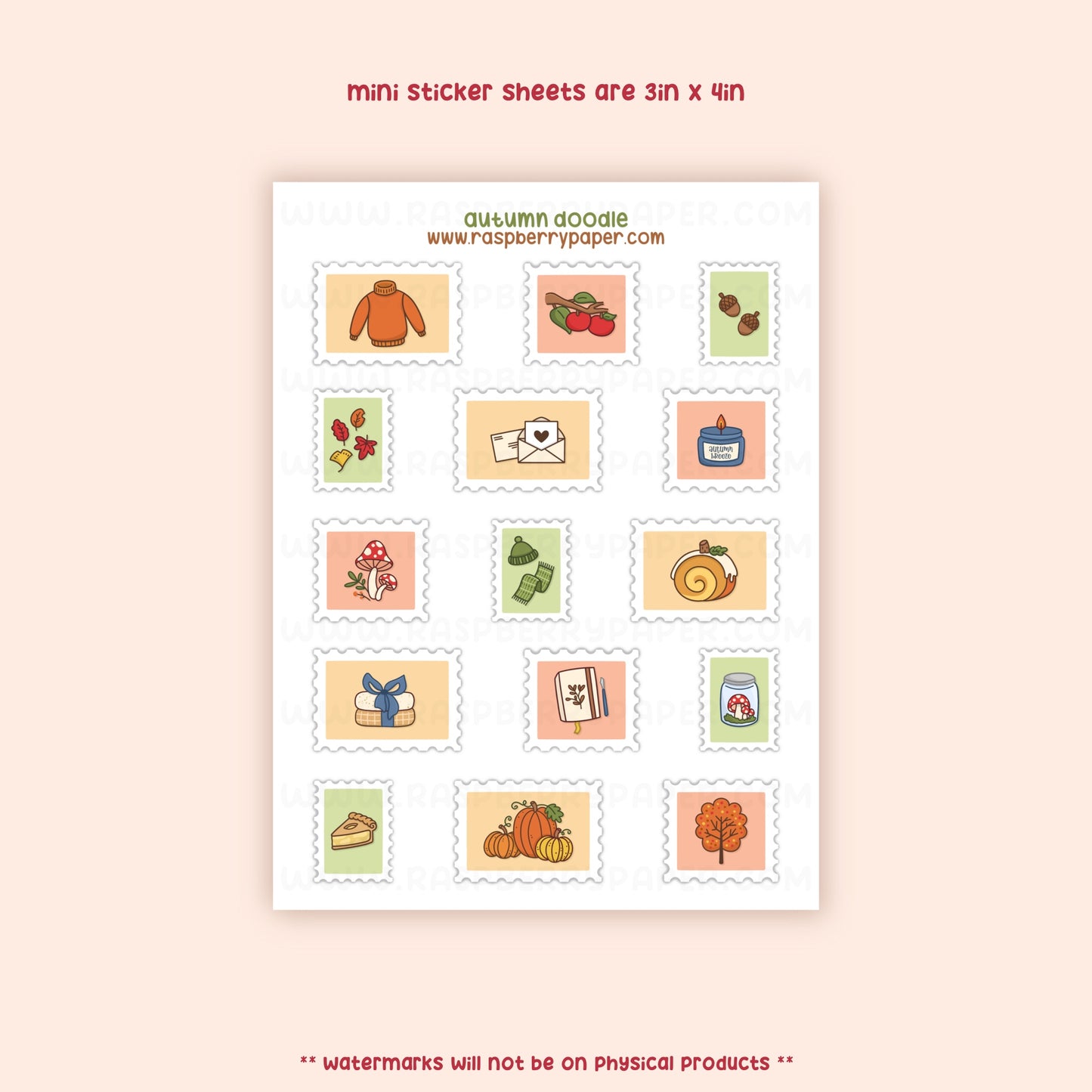 Autumn Stamps Mini Sticker Sheet