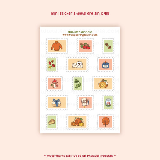Autumn Stamps Mini Sticker Sheet