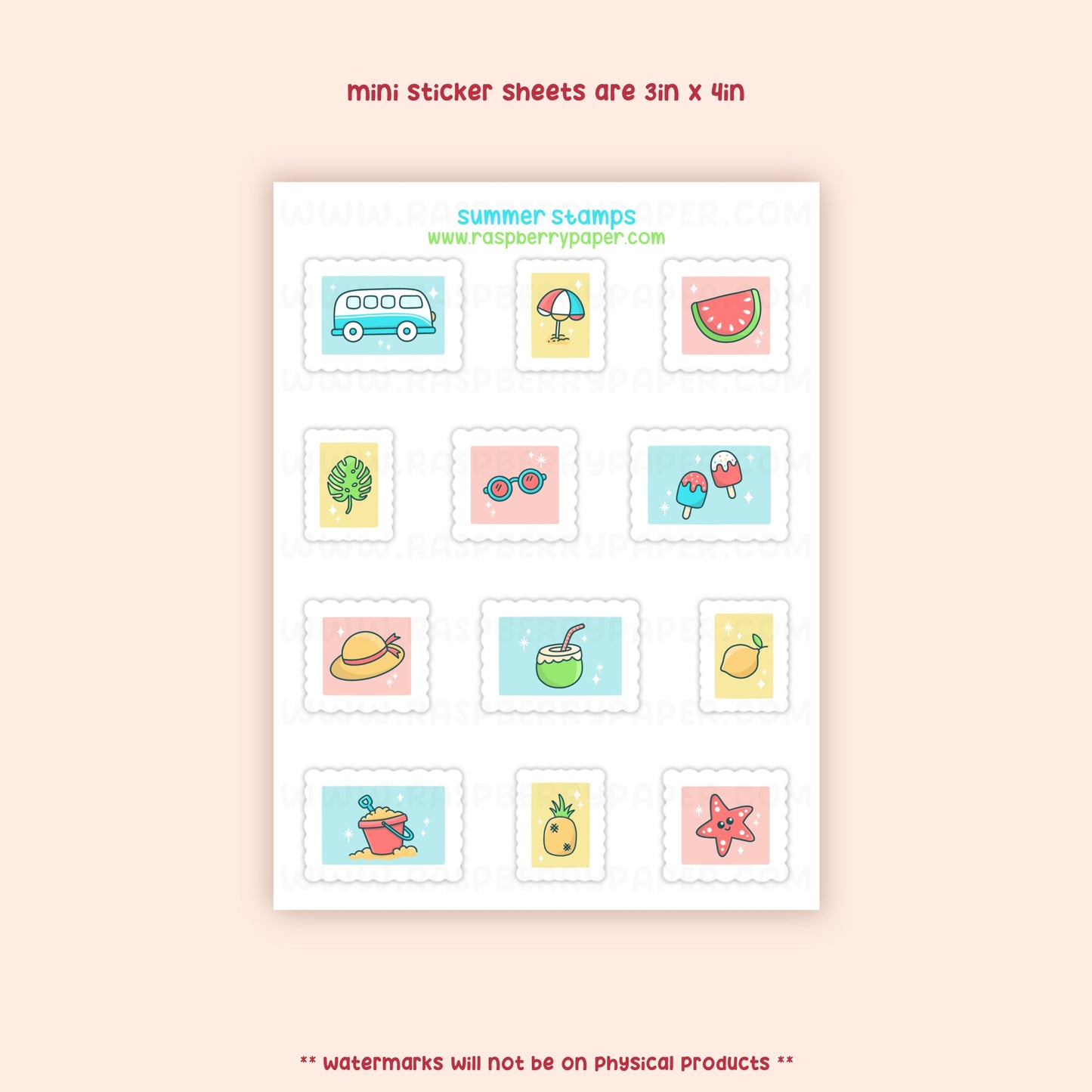 Summer Stamps Mini Sticker Sheet