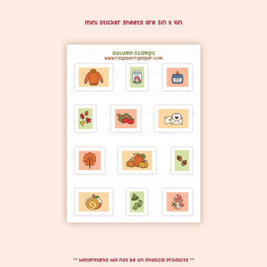 Autumn Stamps Mini Sticker Sheet