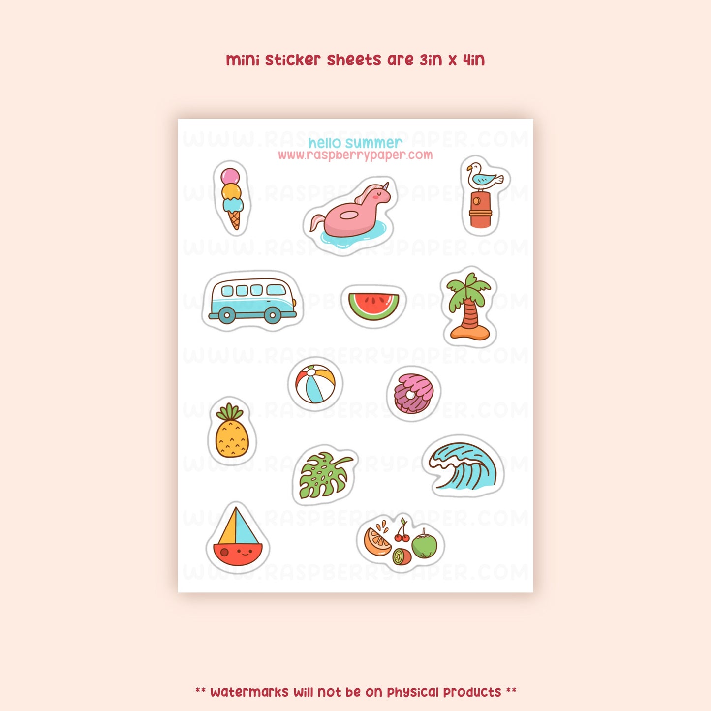 Hello Summer Sticker Sheet