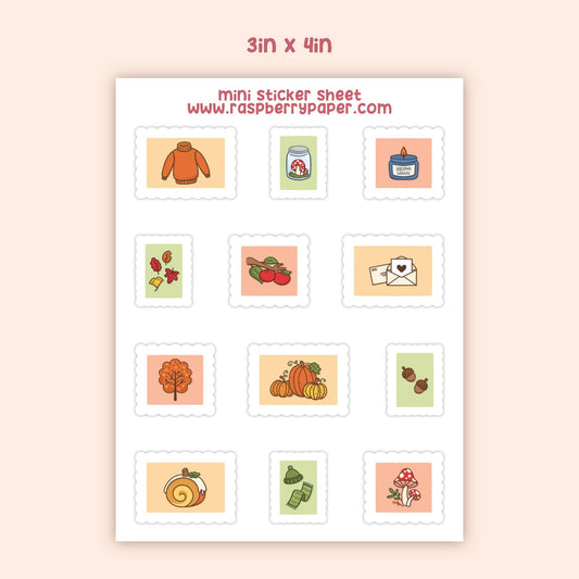 Autumn Stamps Mini Sticker Sheet