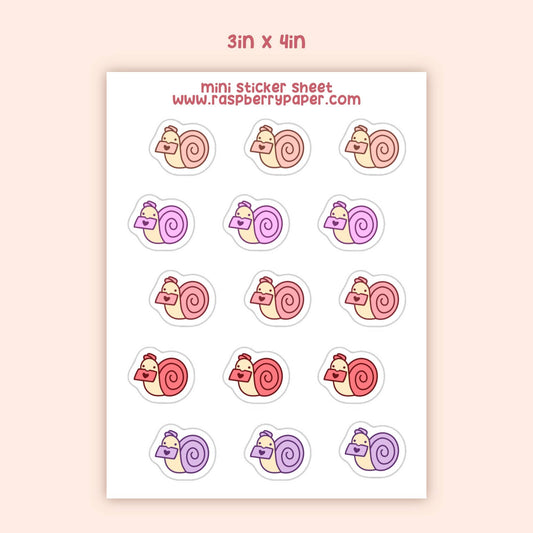 Valentine's Snail Mini Sticker Sheet